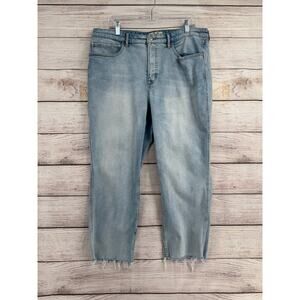 We The Free CRVY High Rise Vintage Straight Jeans Womens 35s Blue Denim Raw Hem